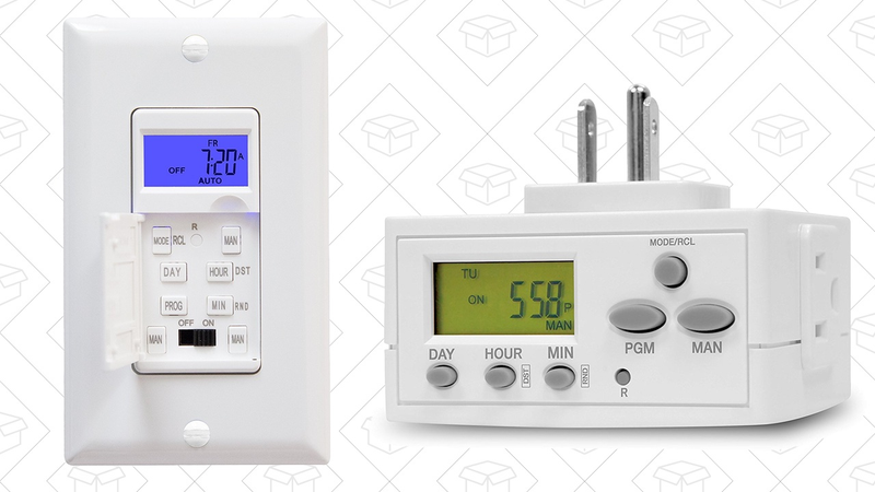 Enerlites HET01 7-Day Programmable Light Switch | $18 | AmazonTOPGREENER 7-Day Programmable Outlet Switch | $10 | Amazon | Promo codeKINJATGT